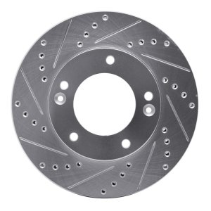 Kia Sorento Brake Rotor (1) - Front Left - R1 Concepts - Drilled & Slotted - Silver - `03-`06